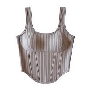 Victoria’s Secret PINK Ribbed Corset Bralette Tank Top Medium NWT Taupe